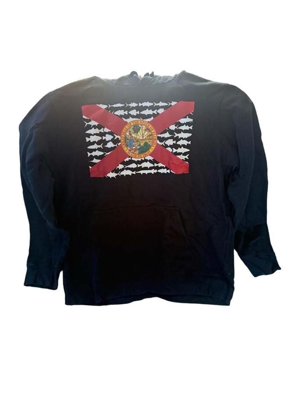 Columbia Men's PFG Fish Flag II Hoodie Black Red Spark